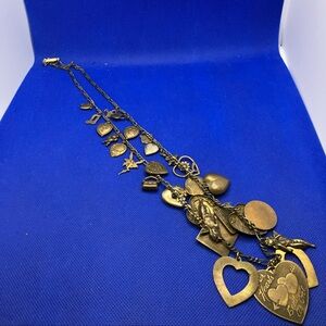 vintage brass heart necklace charm 15 inch